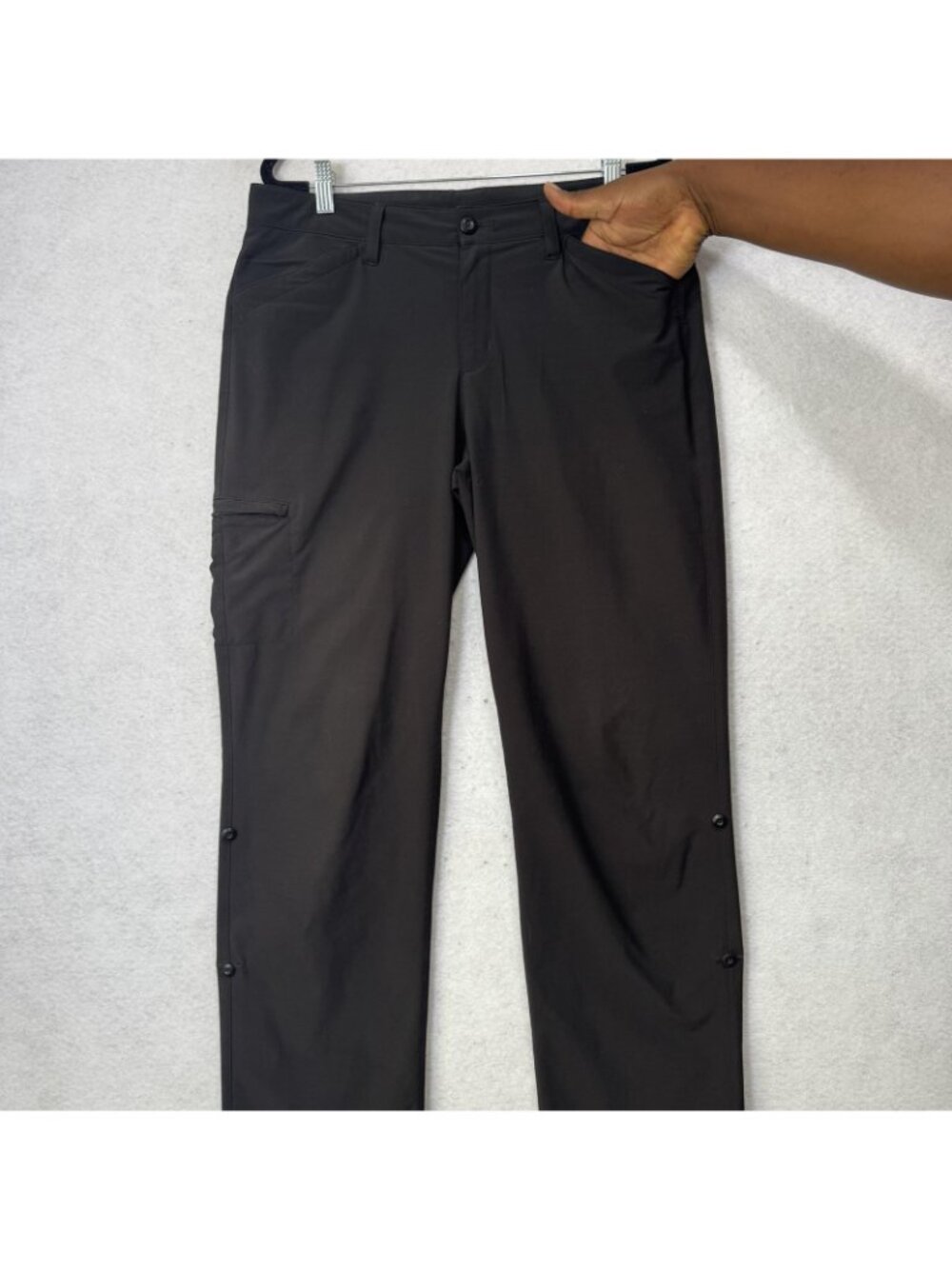 Eddie Bauer Pants Womens 10 Black Microfiber Cargo Convertible Stretch Travel - Picture 2 of 10